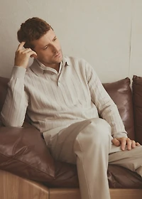 Ribbed knitted polo sweater