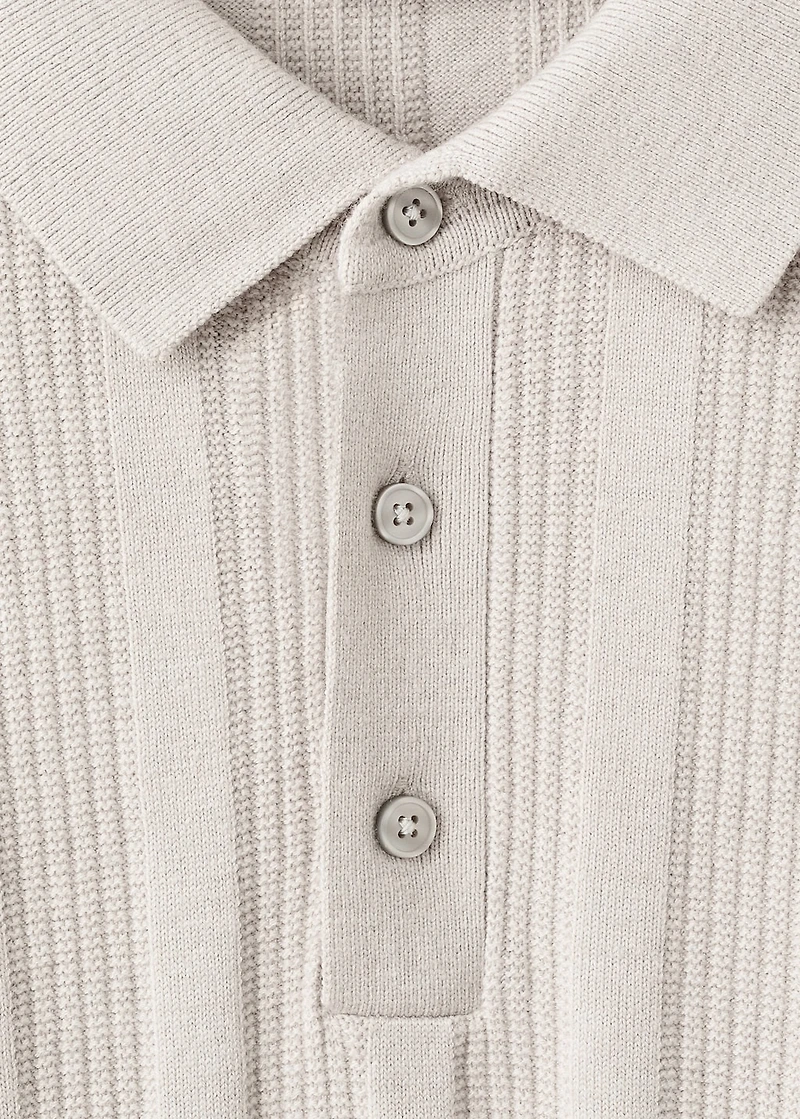 Ribbed knitted polo sweater