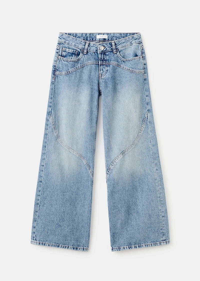 Wide leg jeans with seam detail