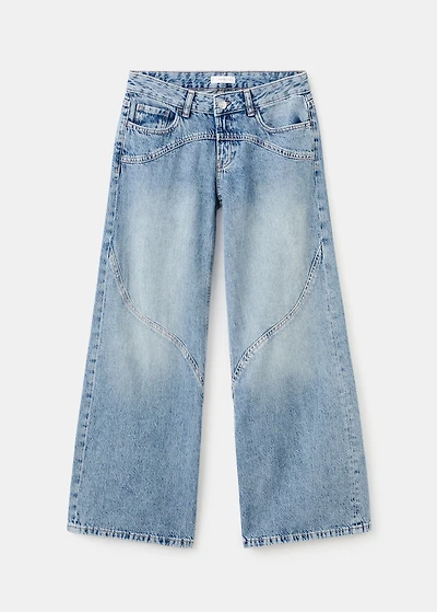 Wide leg jeans with seam detail