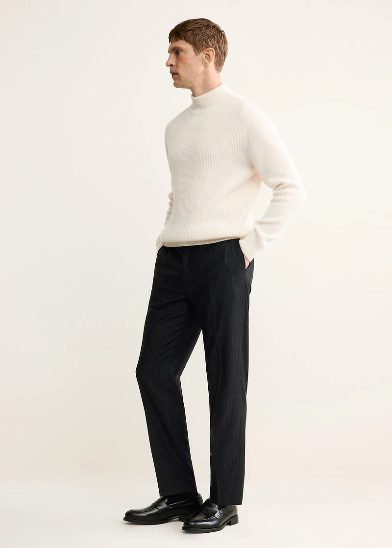 100% virgin wool regular-fit pinstripe trousers