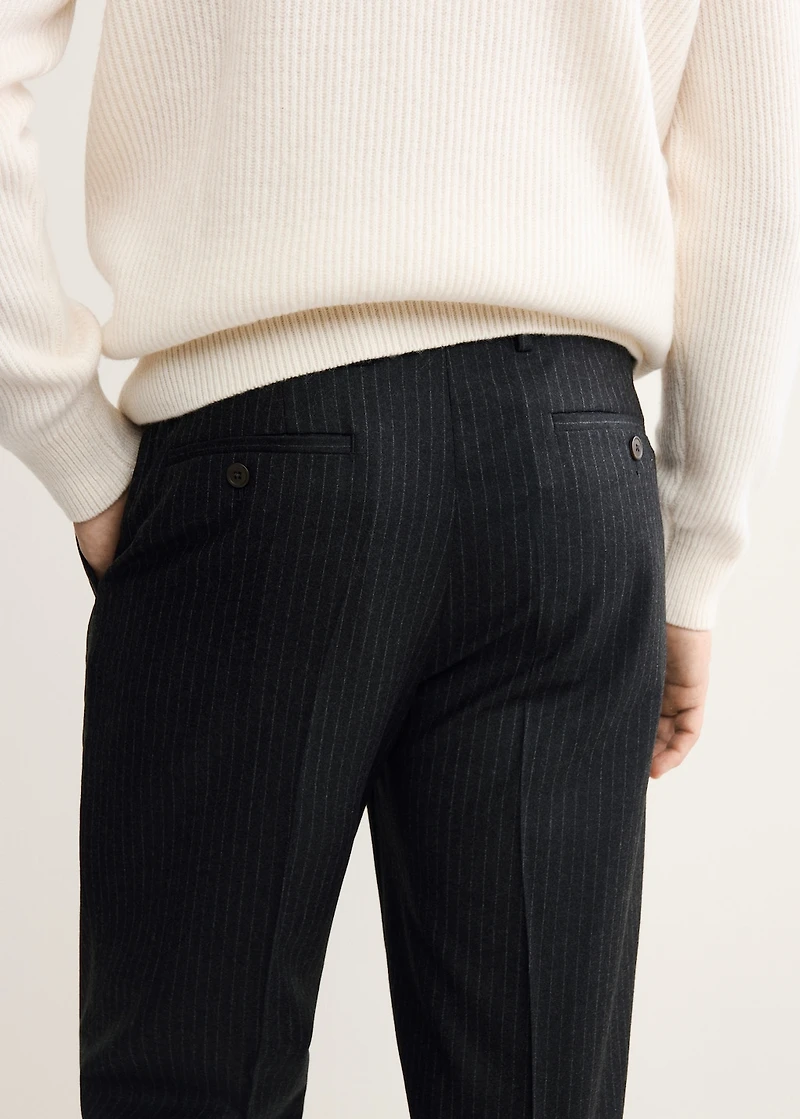 100% virgin wool regular-fit pinstripe trousers