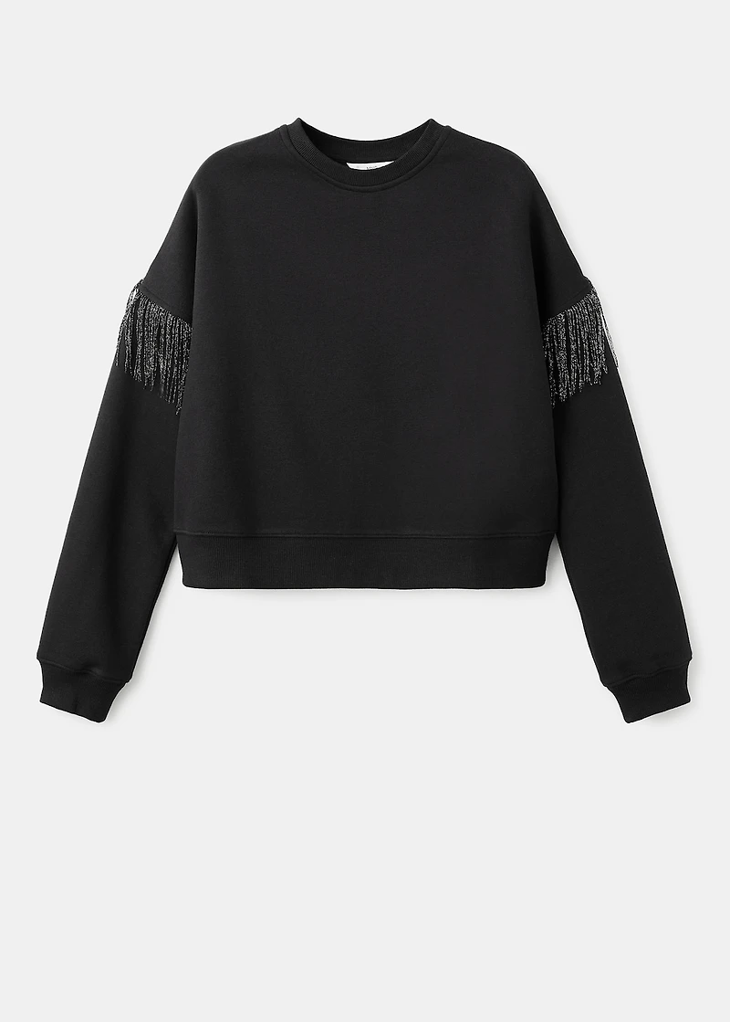 Fringed cotton-blend sweatshirt