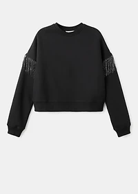 Fringed cotton-blend sweatshirt