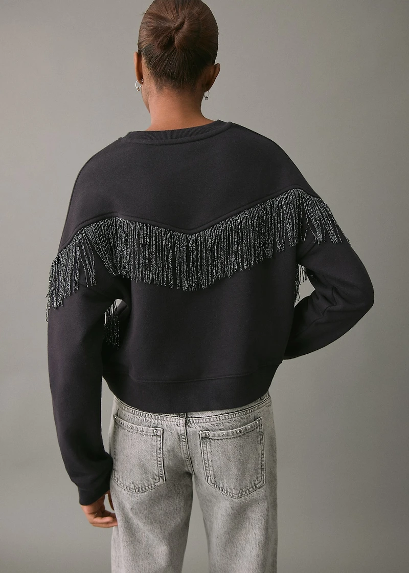 Fringed cotton-blend sweatshirt