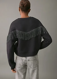 Fringed cotton-blend sweatshirt