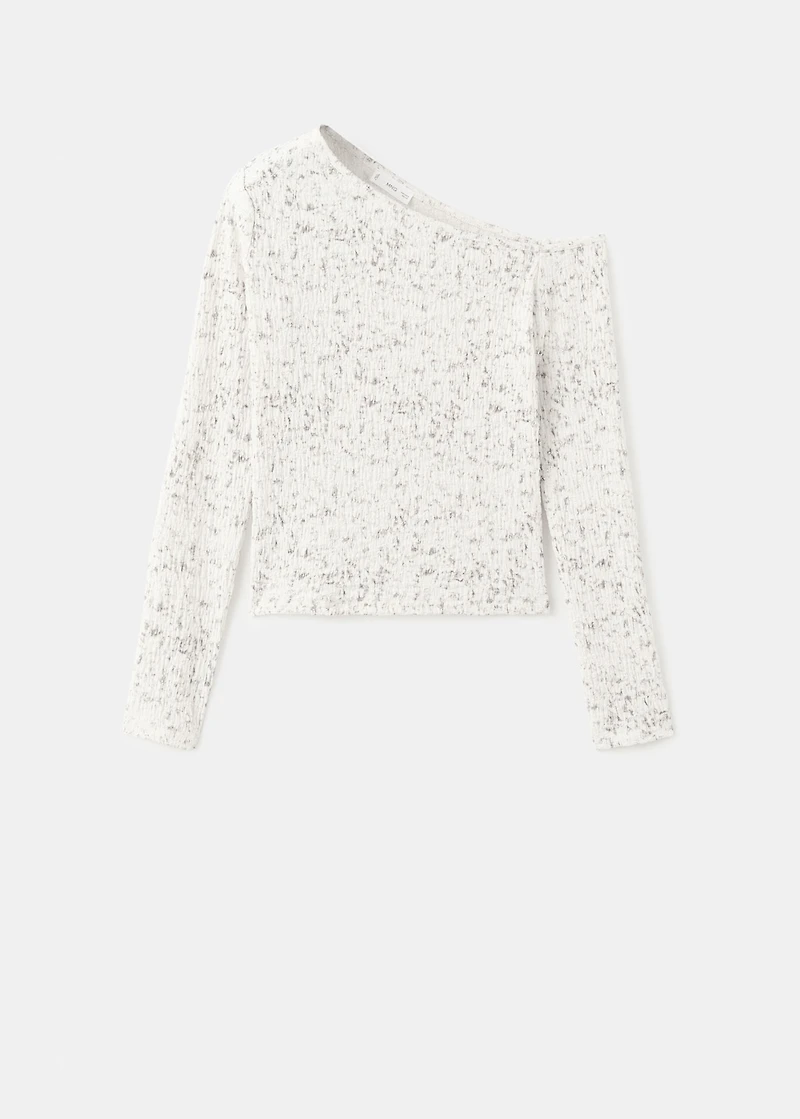 Speckled t-shirt with an asymmetrical neckline