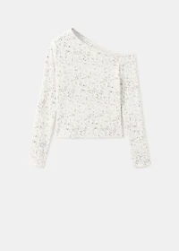 Speckled t-shirt with an asymmetrical neckline