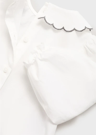 Embroidered babydoll-collar blouse