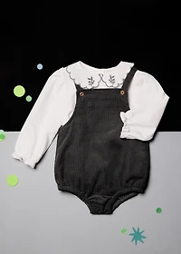 Embroidered babydoll-collar blouse