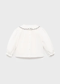 Embroidered babydoll-collar blouse