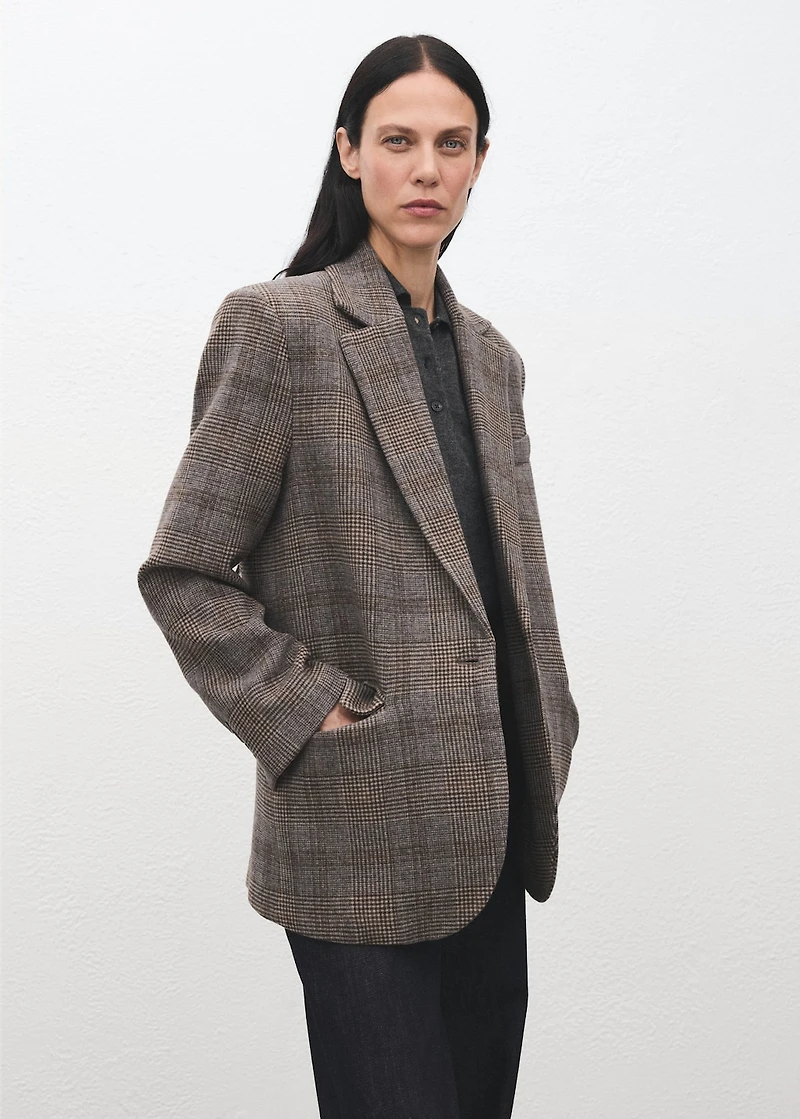 Wool check blazer