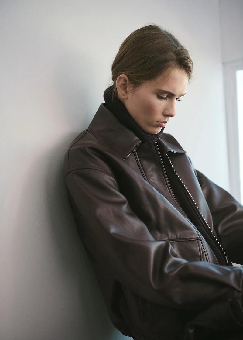 Oversized faux leather jacket