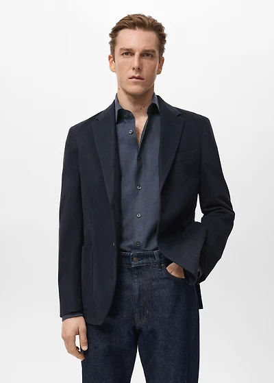 Slim fit cotton blazer