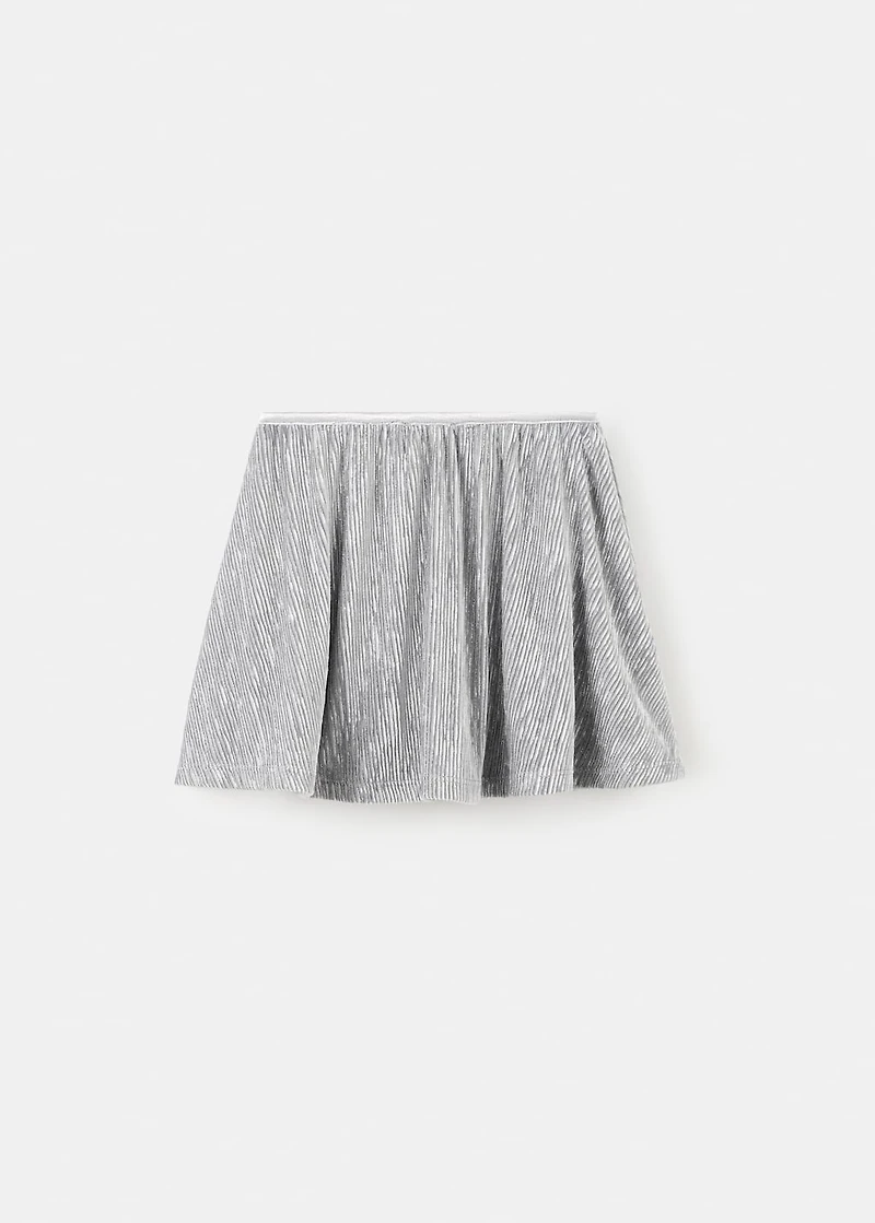 Pleated metallic skirt