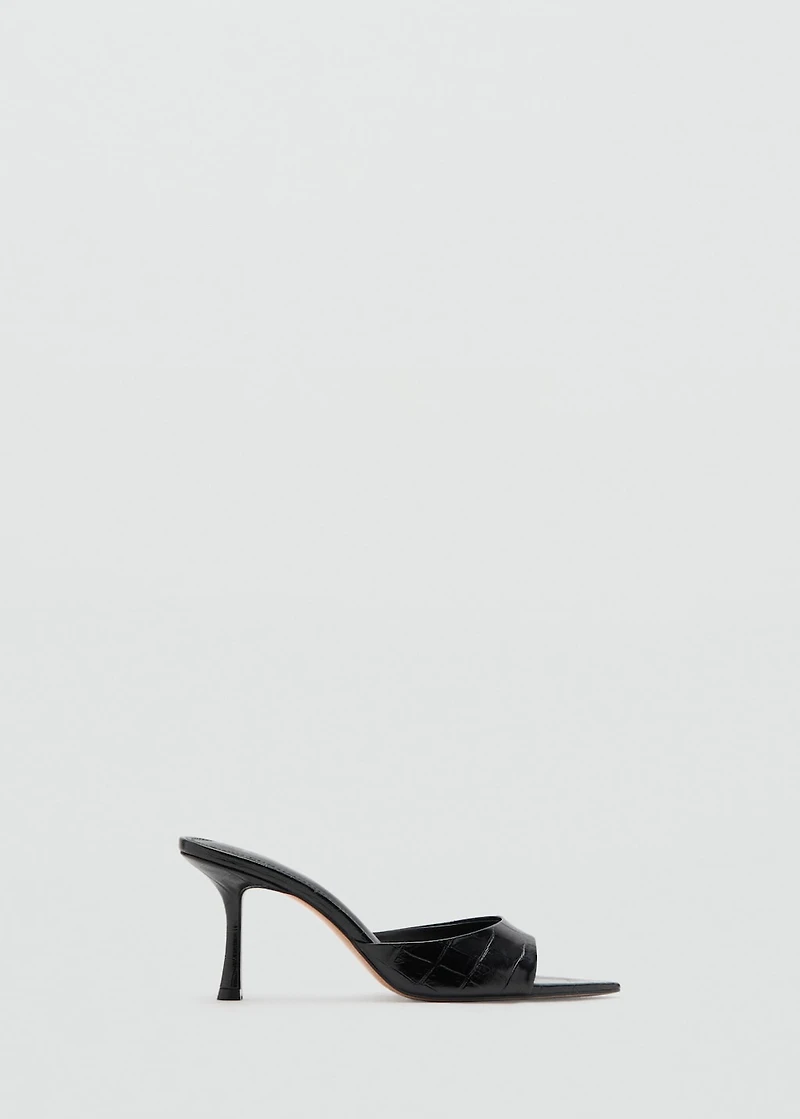 Croc-effect heeled sandals