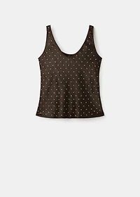 Satin crinkled-effect top with crystals