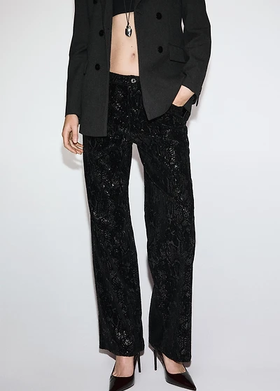 Straight-leg trousers with sequins