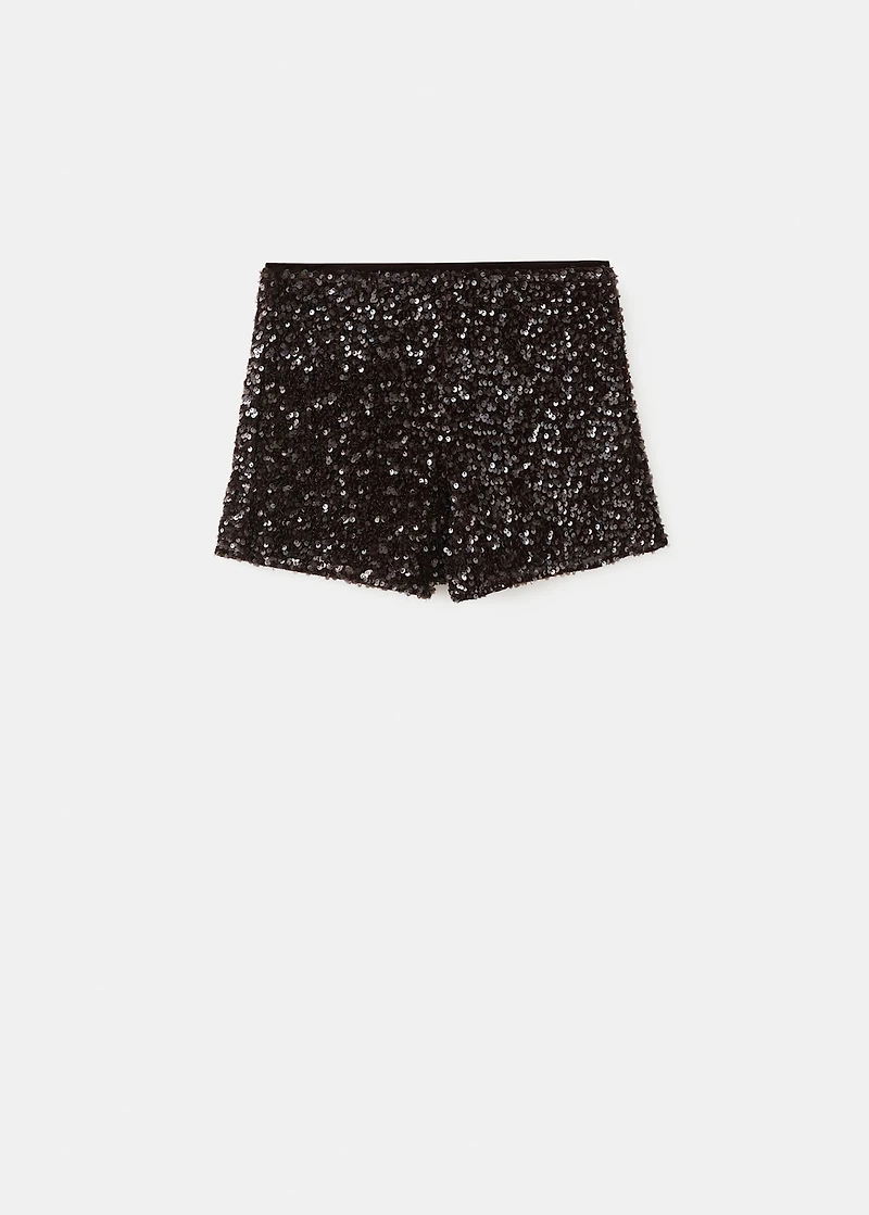 Velvet shorts with sequins