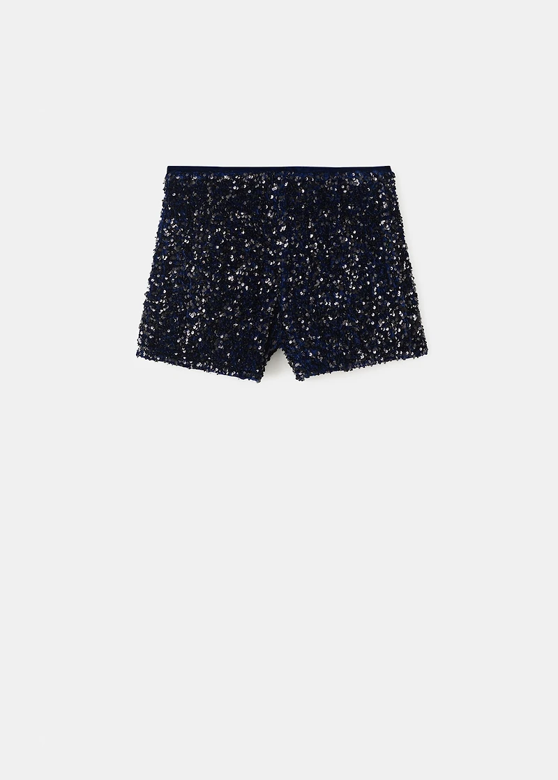 Velvet shorts with sequins