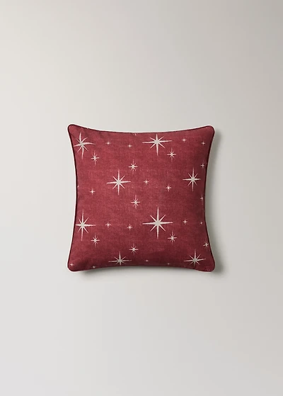 Cotton cushion cover with star print and piping 45x45 cm