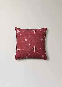 Cotton cushion cover with star print and piping 45x45 cm