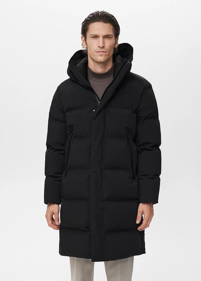 Long waterproof woven anorak with Thermolite® filling