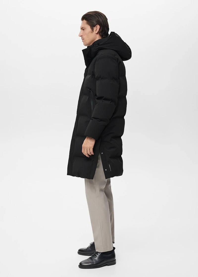 Long waterproof woven anorak with Thermolite® filling