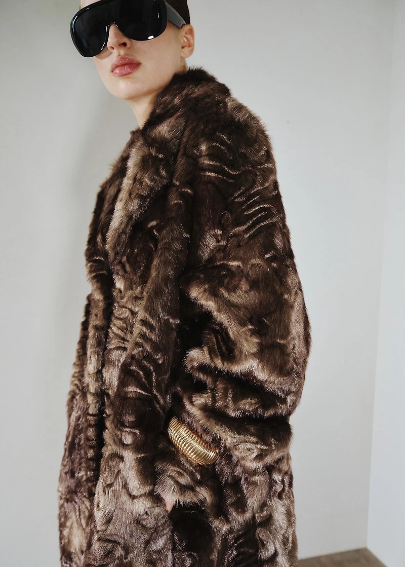 Faux fur coat with buttons