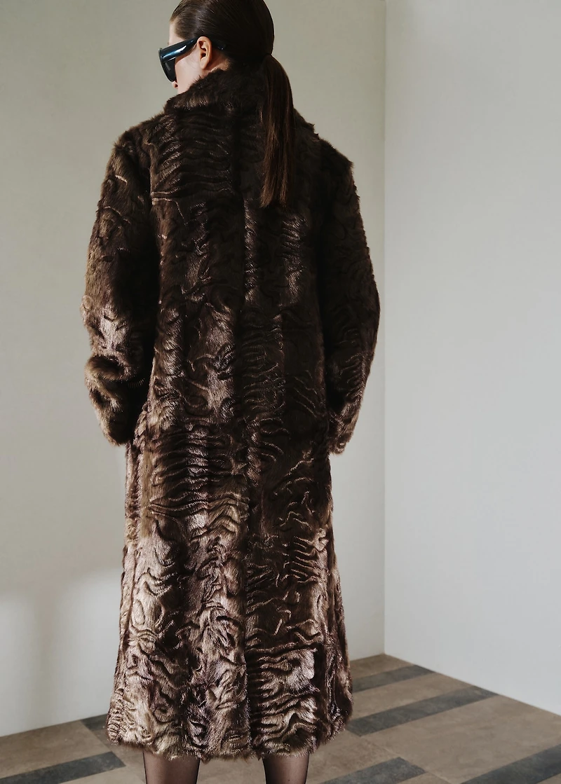 Faux fur coat with buttons