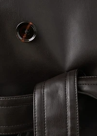 Maxi-jacket with faux-leather lapels