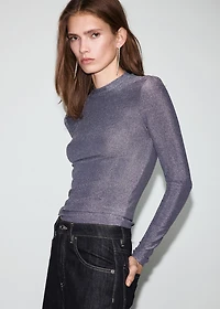 Lurex t-shirt with perkins neck