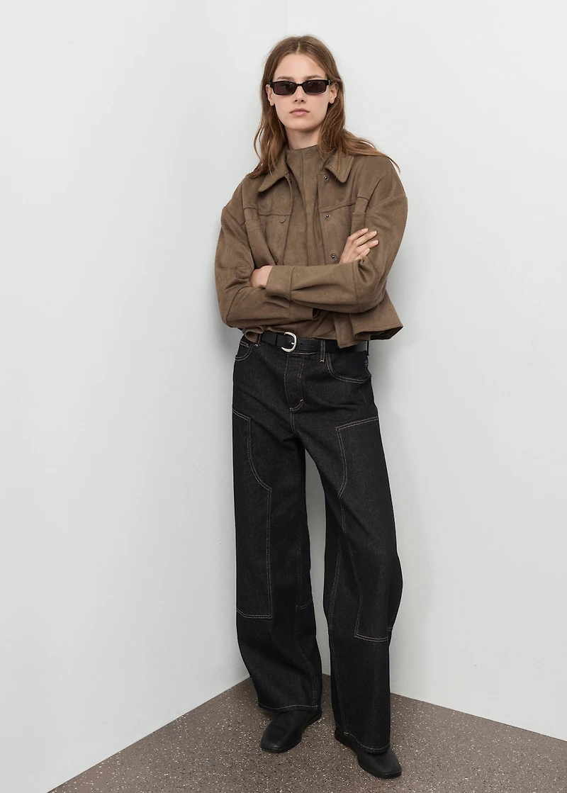 Faux-leather jacket with pockets