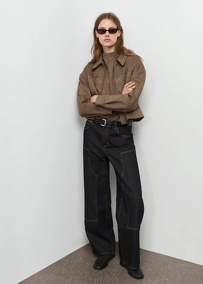 Faux-leather jacket with pockets