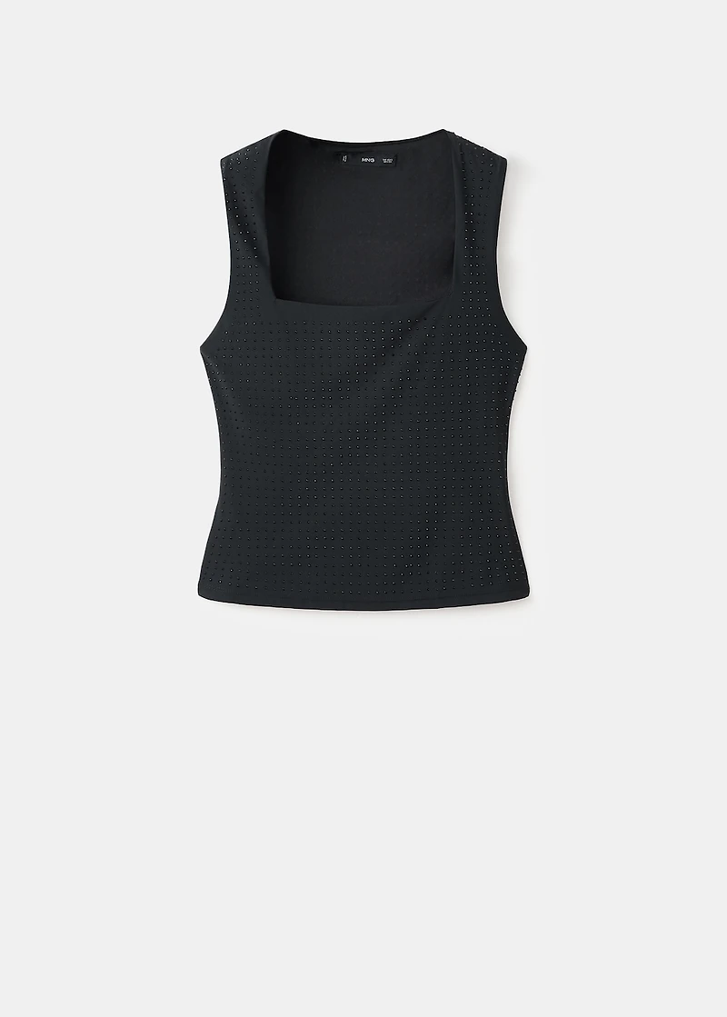 Strappy top with rhinestone detail