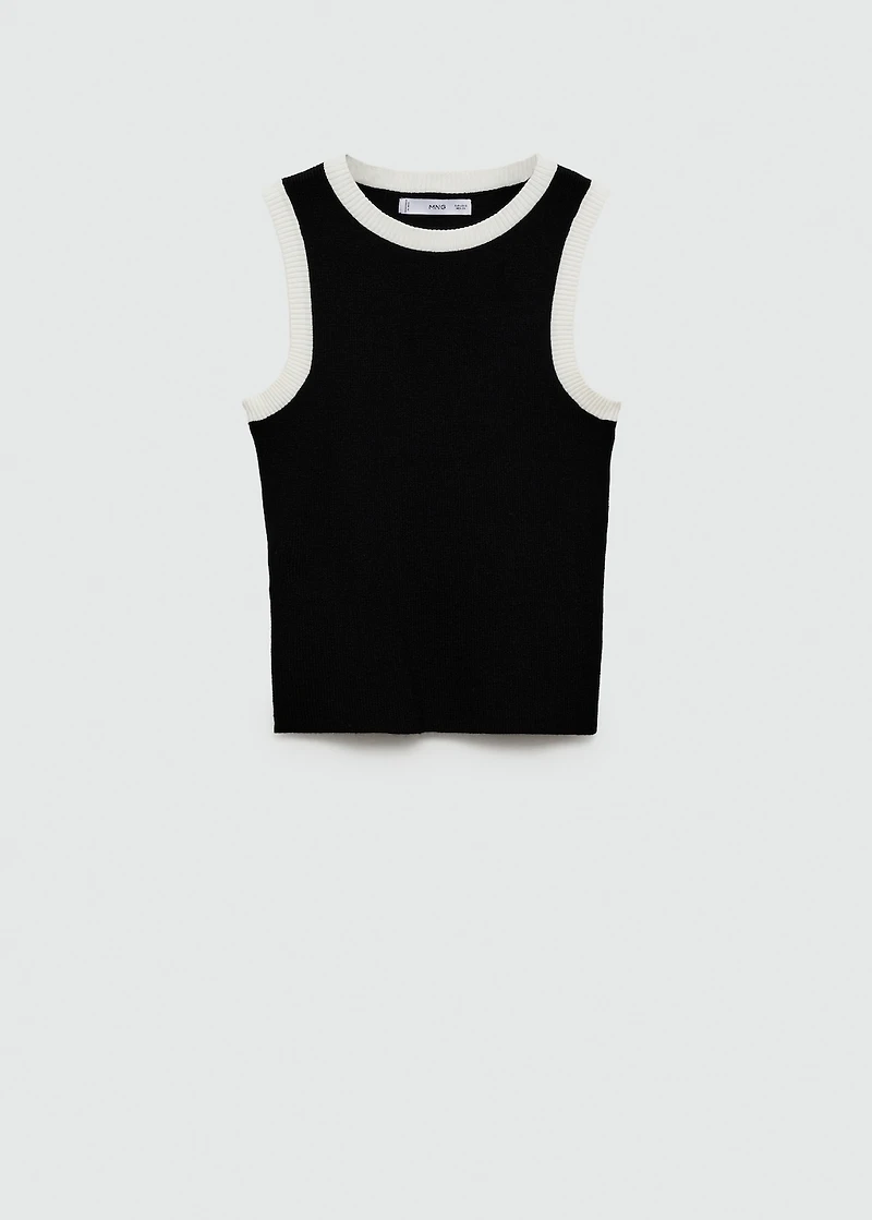 Knitted top with contrasting piping