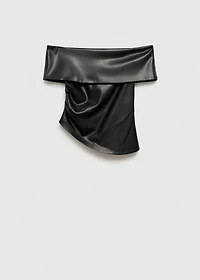 Off-the-shoulder faux-leather top