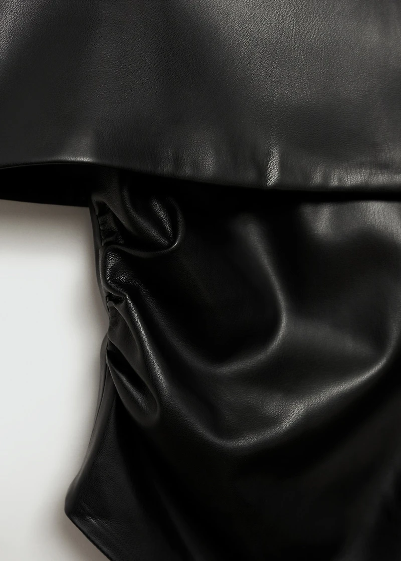 Off-the-shoulder faux-leather top