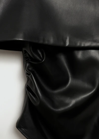 Off-the-shoulder faux-leather top