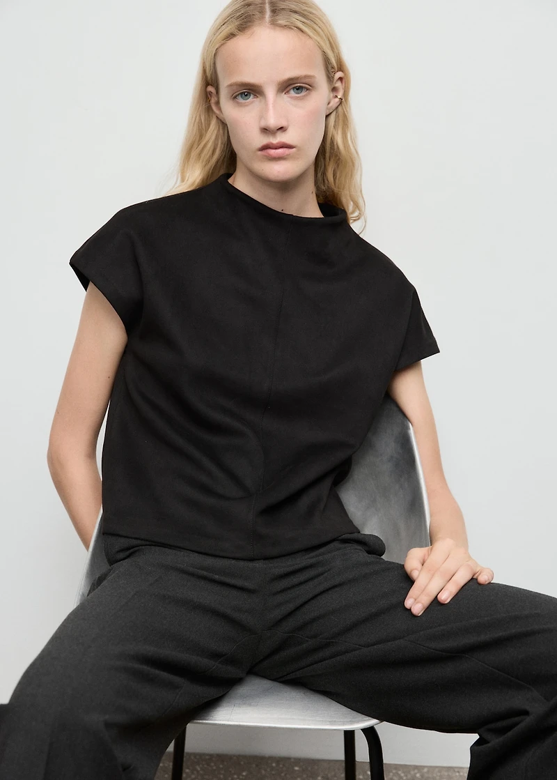 Faux-leather t-shirt