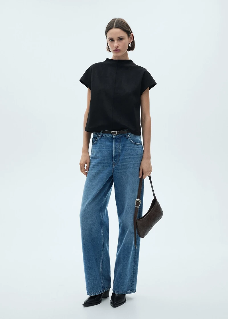 Faux-leather t-shirt