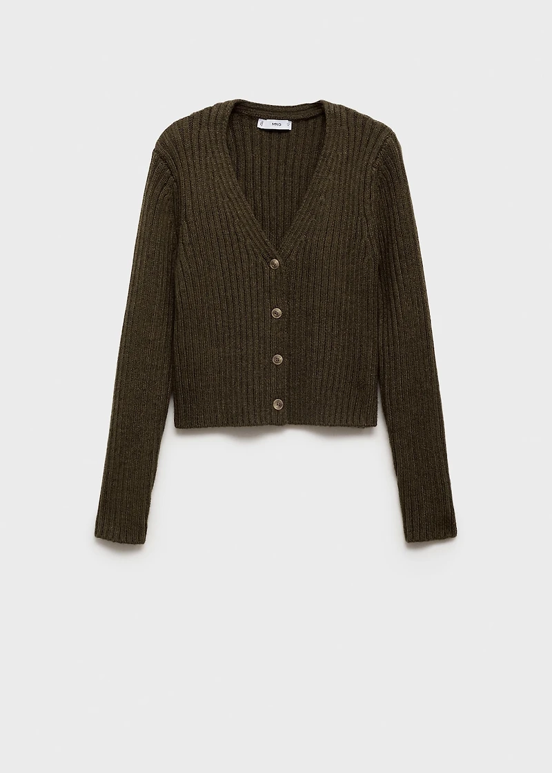 V-neck ribbed cardigan