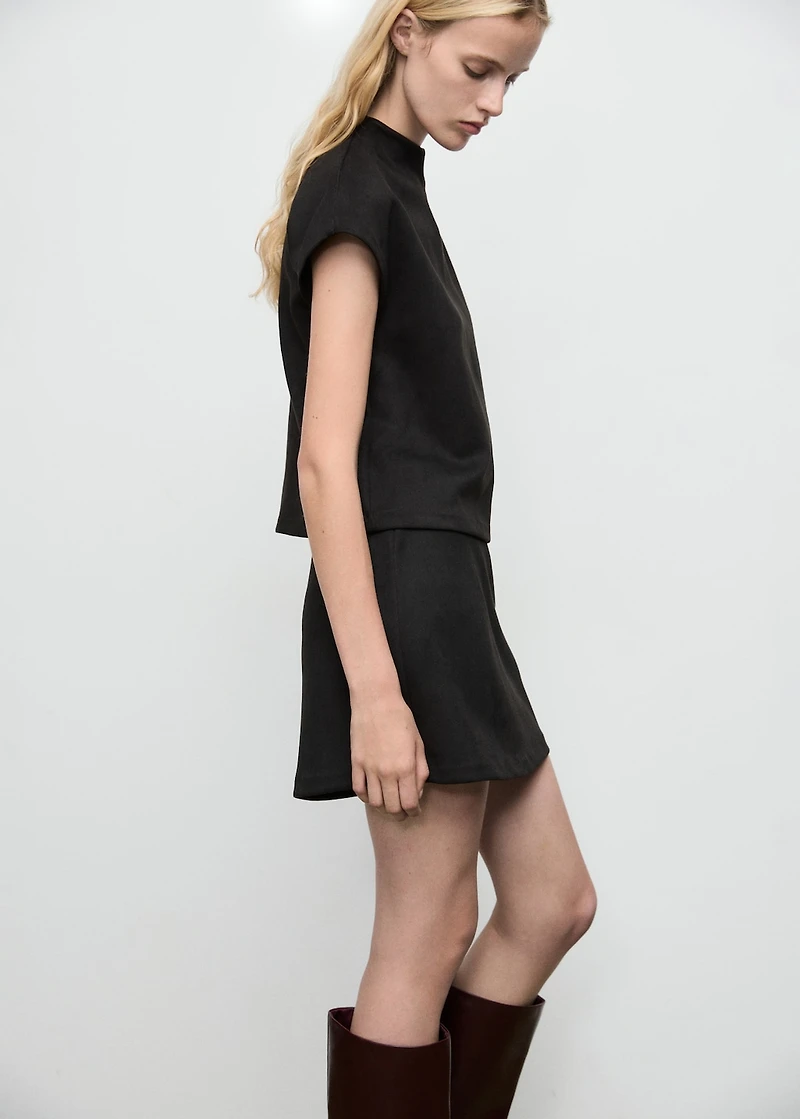 Faux-suede mini skirt