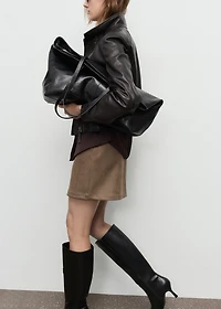 Faux-suede mini skirt