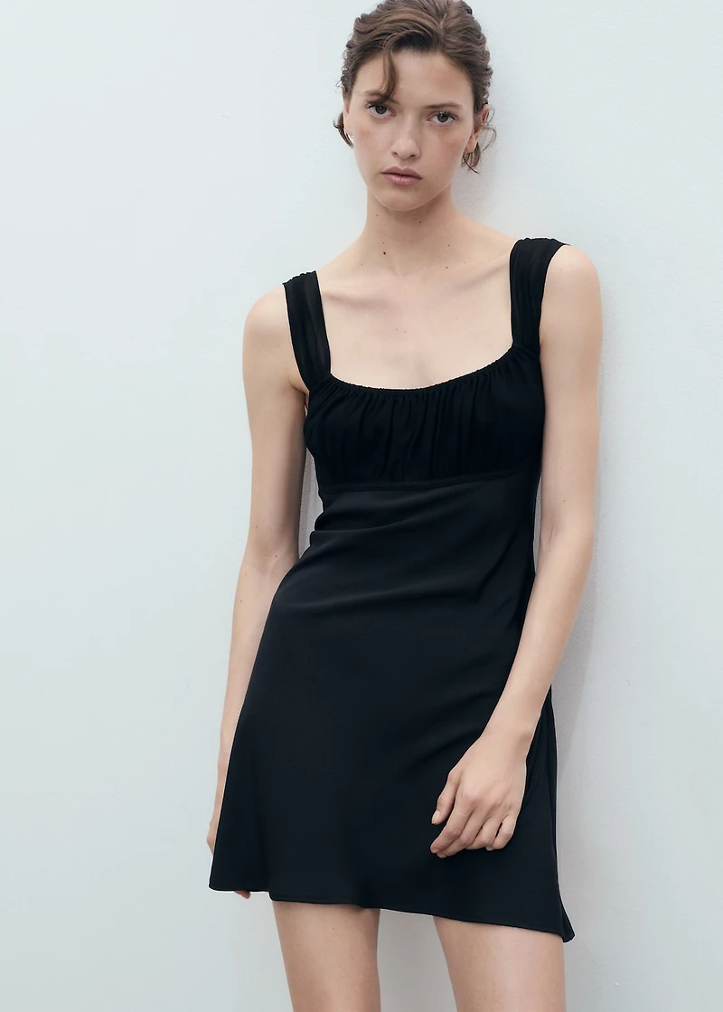 Gathered neckline dress