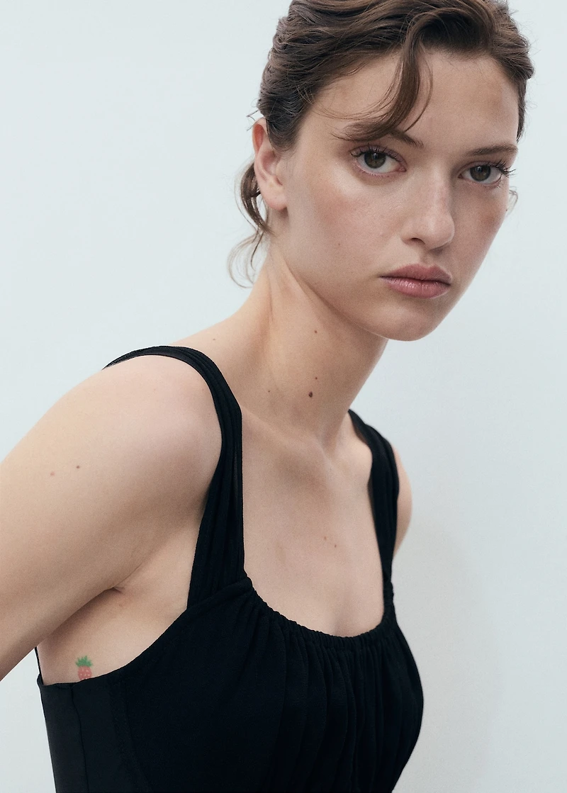 Gathered neckline dress