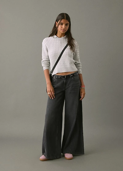Wide leg jeans with seam detail