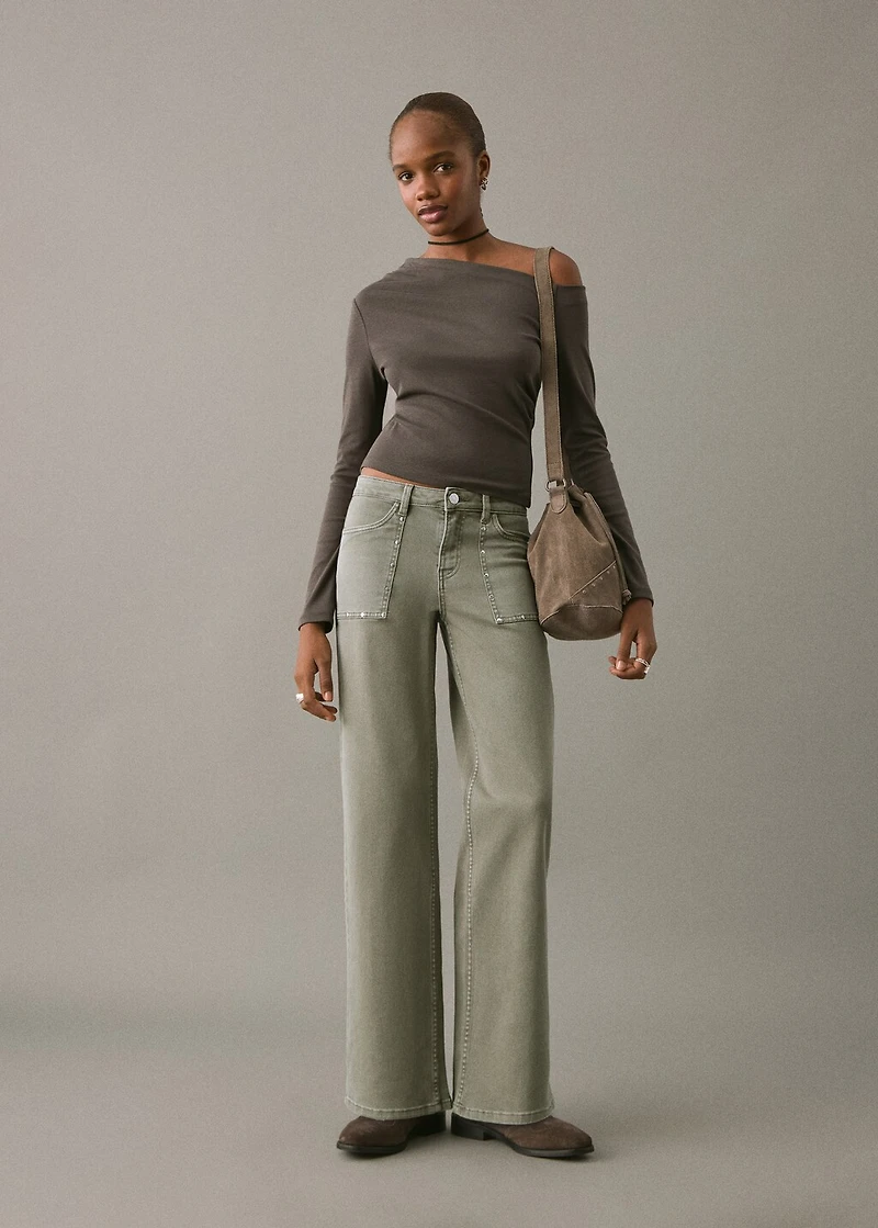 Studded culotte jeans