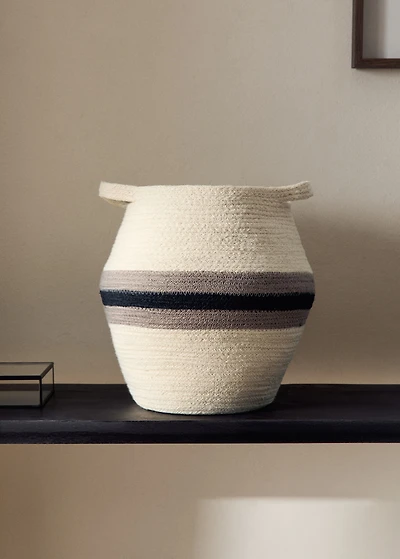 Medium jute basket with stripes