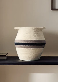 Medium jute basket with stripes